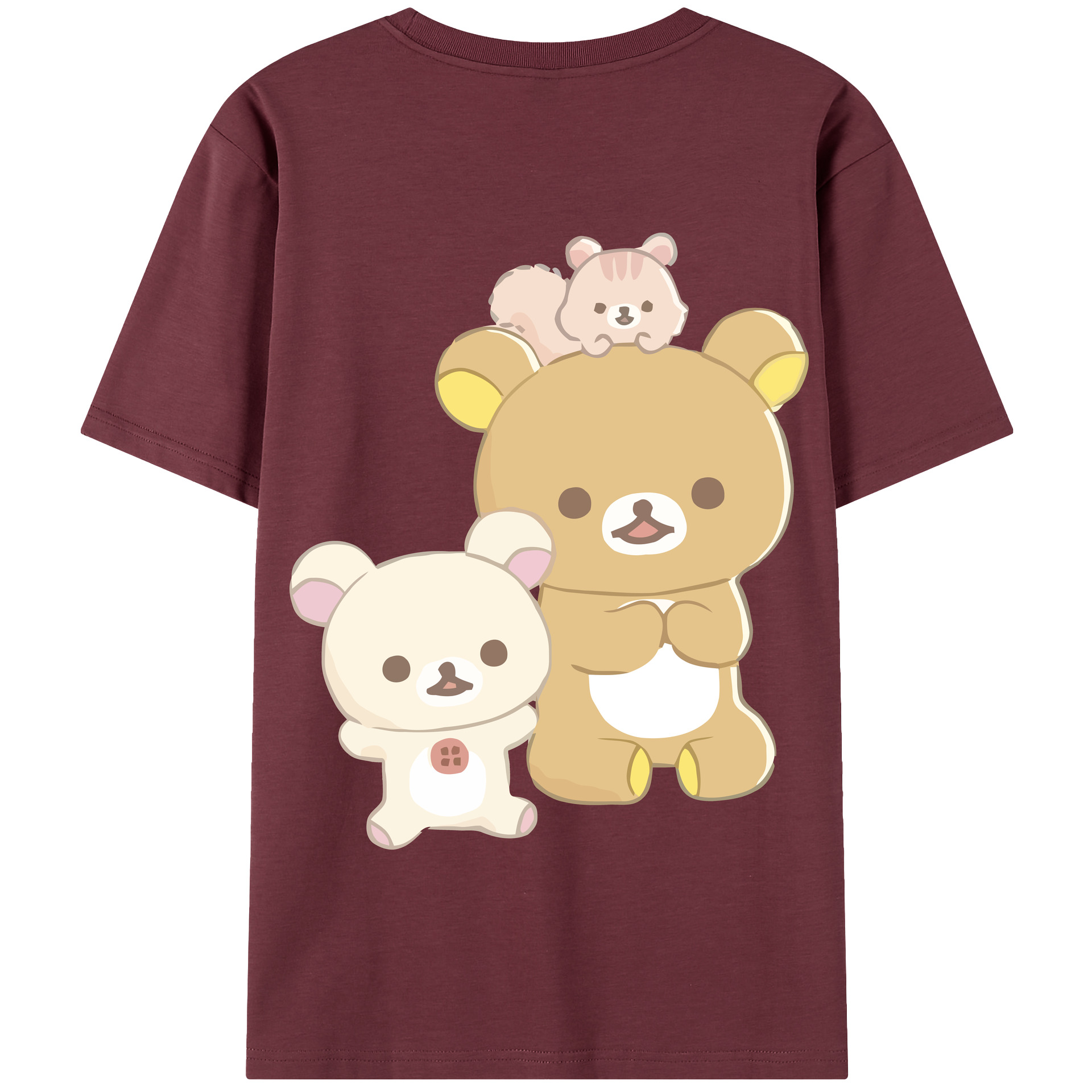 （画像用） リラックマ リラックマ キイロイトリ Rilakkuma Korilakkuma Kiiroitori 綿100％半袖Tシャツ（背面プリント）